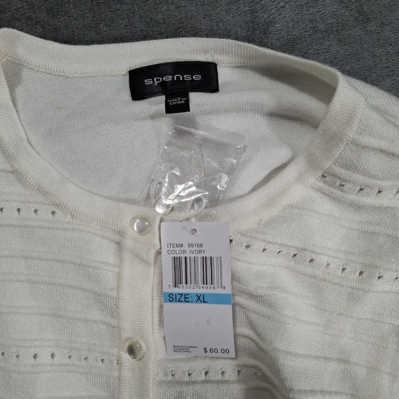 Spense light sweater women size XL color Ivory buttons front 3/4 sleeves New - Picture 5 of 9